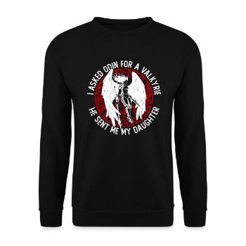 Nordische Mythologie Odin Wikinger Nordisch Gott - Unisex Pullover - Schwarz - Vorne - Alina (178cm) & Michal (187cm)