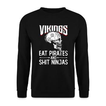 Nordische Mythologie Wikinger Nordisch Gott Lustig - Unisex Pullover - Schwarz - Vorne - Alina (178cm) & Michal (187cm)