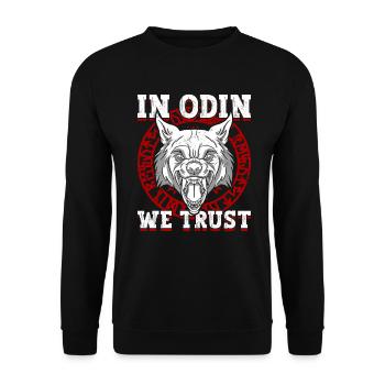 Auf Odin vertrauen wir - Nordische Mythologie - Unisex Pullover - Schwarz - Vorne - Alina (178cm) & Michal (187cm)