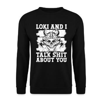Norse Mythology Loki Viking Nordic God - Unisex Sweatshirt - black - Front - Alina (178cm) & Michal (187cm)