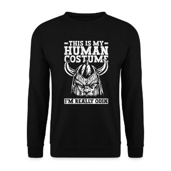 Nordische Mythologie din Wikinger Nordisch - Unisex Pullover - Schwarz - Vorne - Alina (178cm) & Michal (187cm)