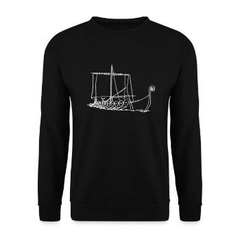 Norse Mythology Viking Boat Oneline Nordic - Unisex Sweatshirt - black - Front - Alina (178cm) & Michal (187cm)