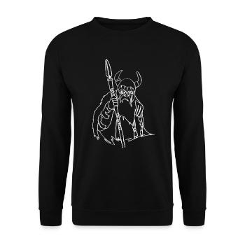 Mythologie nordique Odin Oneline Art Nordique - Sweat-shirt Unisexe - noir - Devant - Alina (178cm) & Michal (187cm)