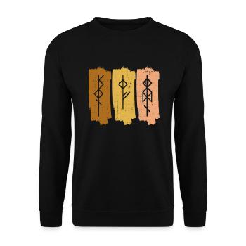 Odin Symbol Nordische Mythologie Wikinger Walhalla - Unisex Pullover - Schwarz - Vorne - Alina (178cm) & Michal (187cm)