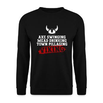 Nordische Mythologie Odin Wikinger Nordisch Gott - Unisex Pullover - Schwarz - Vorne - Alina (178cm) & Michal (187cm)