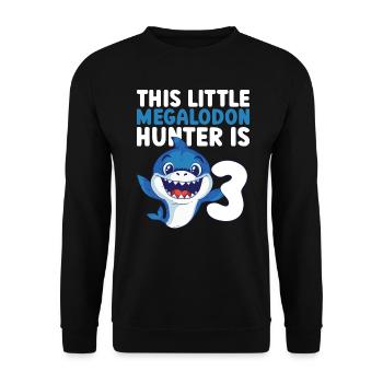 This little megalodon hunter is 3 - - Unisex Sweatshirt - black - Front - Alina (178cm) & Michal (187cm)