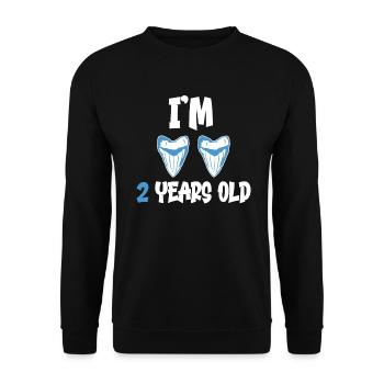 I am 2 years old - Megalodon tooth shark 2. - Unisex Sweatshirt - black - Front - Alina (178cm) & Michal (187cm)