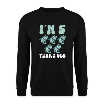 Ce petit chasseur de mégalodon a 5 ans - - Sweat-shirt Unisexe - noir - Devant - Alina (178cm) & Michal (187cm)