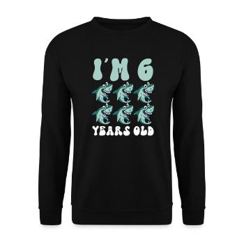 Ce petit chasseur de mégalodon a 6 ans - - Sweat-shirt Unisexe - noir - Devant - Alina (178cm) & Michal (187cm)