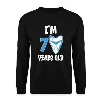 I am 7 years old - Megalodon tooth shark 7. - Unisex Sweatshirt - black - Front - Alina (178cm) & Michal (187cm)