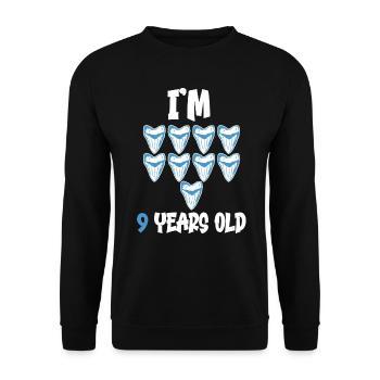 Ich bin 9 Jahre alt - Megalodon-Zahnhai 9. - Unisex Pullover - Schwarz - Vorne - Alina (178cm) & Michal (187cm)
