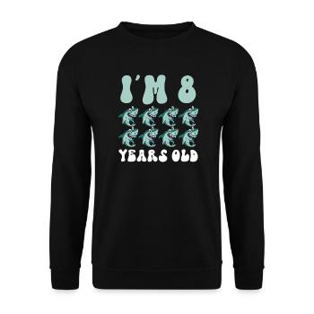Ce petit chasseur de mégalodon a 8 ans - - Sweat-shirt Unisexe - noir - Devant - Alina (178cm) & Michal (187cm)