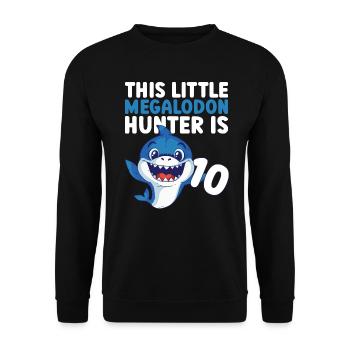 Ce petit chasseur de mégalodon a 10 ans - - Sweat-shirt Unisexe - noir - Devant - Alina (178cm) & Michal (187cm)