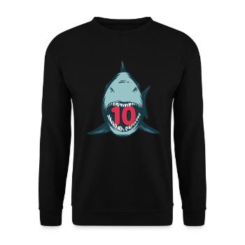 Megalodon Hai 10th birthday 10 years Megalodon - Unisex Sweatshirt - black - Front - Alina (178cm) & Michal (187cm)