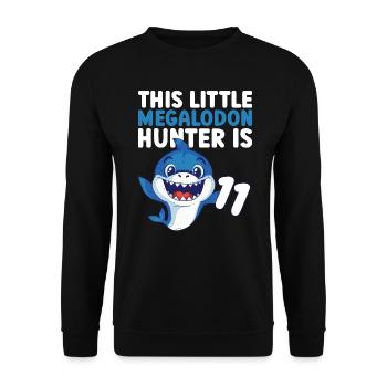 Ce petit chasseur de mégalodon a 11 ans - - Sweat-shirt Unisexe - noir - Devant - Alina (178cm) & Michal (187cm)