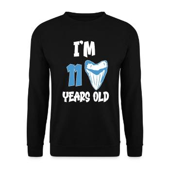 Ich bin 11 Jahre alt - Megalodon-Zahnhai 11. - Unisex Pullover - Schwarz - Vorne - Alina (178cm) & Michal (187cm)