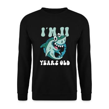 Ce petit chasseur de mégalodon a 11 ans - - Sweat-shirt Unisexe - noir - Devant - Alina (178cm) & Michal (187cm)