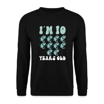 Ce petit chasseur de mégalodon a 10 ans - - Sweat-shirt Unisexe - noir - Devant - Alina (178cm) & Michal (187cm)