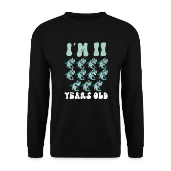 Ce petit chasseur de mégalodon a 11 ans - - Sweat-shirt Unisexe - noir - Devant - Alina (178cm) & Michal (187cm)