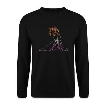 Two Brides Oneline Art - Lesbian Wedding - Unisex Sweatshirt - black - Front - Alina (178cm) & Michal (187cm)