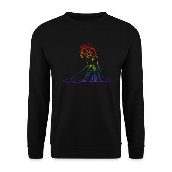 Two Brides Oneline Art - Lesbian Wedding - Unisex Sweatshirt - black - Front - Alina (178cm) & Michal (187cm)