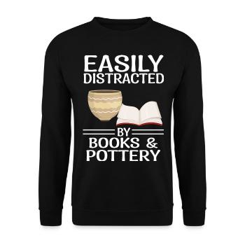 Pottery sayings | Pottery Books Reading Gifts - Unisex Sweatshirt - black - Front - Alina (178cm) & Michal (187cm)