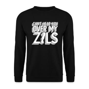 Can't Hear You Over My Zils - Bauchtänzerin - Unisex Pullover - Schwarz - Vorne - Alina (178cm) & Michal (187cm)