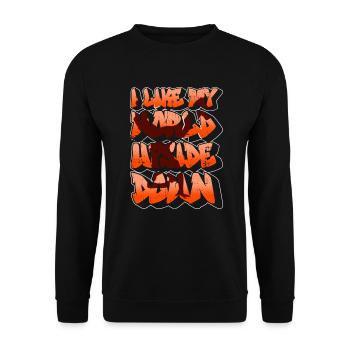 Mag meine Welt auf den Kopf gestellt Breakdance - Unisex Pullover - Schwarz - Vorne - Alina (178cm) & Michal (187cm)