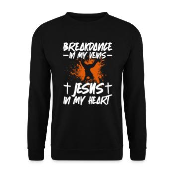 Breakdance In My Veins Jesus In Heart Breakdance - Unisex Sweatshirt - black - Front - Alina (178cm) & Michal (187cm)