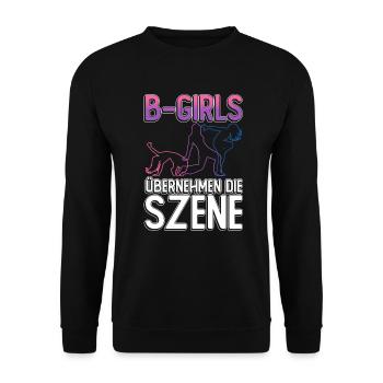 B-Girls Übernehmen Die Szene - Breakdance - Unisex Pullover - Schwarz - Vorne - Alina (178cm) & Michal (187cm)