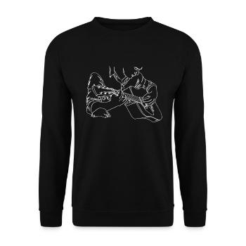 Guitar Oneline Art - Acoustic Guitar Guitar - Unisex Sweatshirt - black - Front - Alina (178cm) & Michal (187cm)