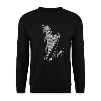 Harp Oneline Art - Harp Musician Harp - Unisex Sweatshirt - black - Front - Alina (178cm) & Michal (187cm)
