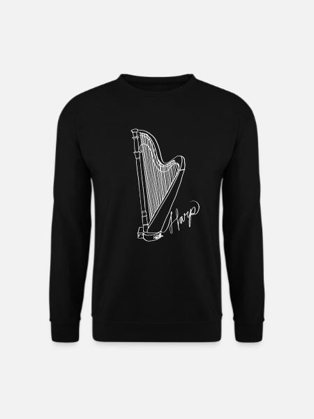 Harfe Oneline Art - Harfe Musikerin Harfe - Unisex Pullover - Schwarz