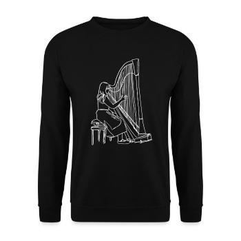 Harp Oneline Art - Harp Musician Harp - Unisex Sweatshirt - black - Front - Alina (178cm) & Michal (187cm)