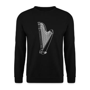 Harp Oneline Art - Harp Musician Harp - Unisex Sweatshirt - black - Front - Alina (178cm) & Michal (187cm)