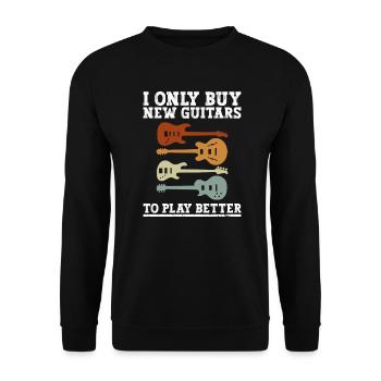 Je n’achète que de nouvelles guitares pour mieux jouer - Sweat-shirt Unisexe - noir - Devant - Alina (178cm) & Michal (187cm)