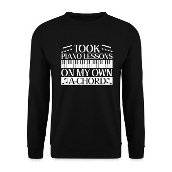 Klavierspieler Pianist Piano Lustig Musiker - Unisex Pullover - Schwarz - Vorne - Alina (178cm) & Michal (187cm)