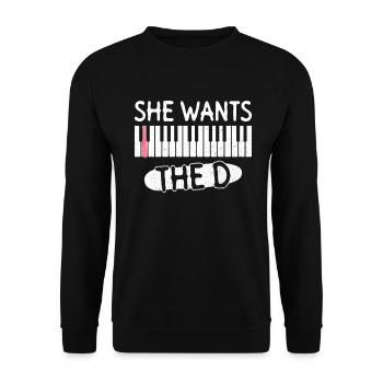 She Wants The D - Klavierspieler Klavierspieler - Unisex Pullover - Schwarz - Vorne - Alina (178cm) & Michal (187cm)