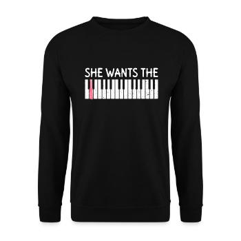 She Wants The D - Klavierspieler Klavierspieler - Unisex Pullover - Schwarz - Vorne - Alina (178cm) & Michal (187cm)