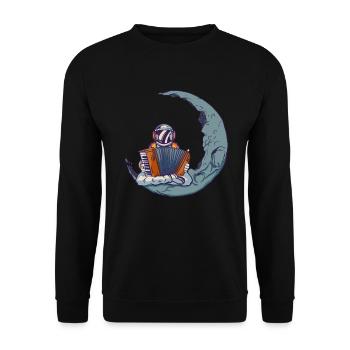 Astronaut Akkordeon Akkordeonist Akkordeonspieler - Unisex Pullover - Schwarz - Vorne - Alina (178cm) & Michal (187cm)