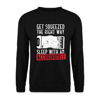 Akkordeon Akkordeonspieler Lustig Musiker - Unisex Pullover - Schwarz - Vorne - Alina (178cm) & Michal (187cm)