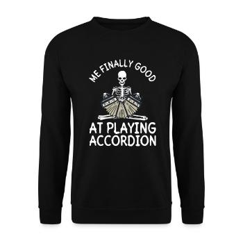 Endlich gut Akkordeon spielen - Akkordeonspieler - Unisex Pullover - Schwarz - Vorne - Alina (178cm) & Michal (187cm)