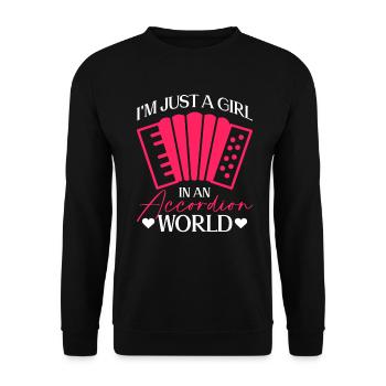 Je ne suis qu’une fille dans un monde d’accordéon - Akkordeon - Sweat-shirt Unisexe - noir - Devant - Alina (178cm) & Michal (187cm)