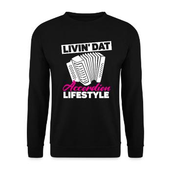 Livin' Dat Accordion Lifestyle Akkordeon - Unisex Pullover - Schwarz - Vorne - Alina (178cm) & Michal (187cm)