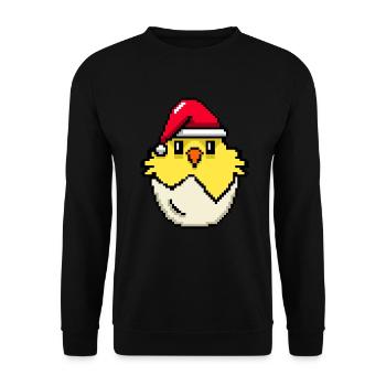 Chick Pixélisé Noël - Drôle de Noël Chick - Sweat-shirt Unisexe - noir - Devant - Alina (178cm) & Michal (187cm)