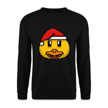 Canard de Noël pixélisé - Drôle de canard - Sweat-shirt Unisexe - noir - Devant - Alina (178cm) & Michal (187cm)