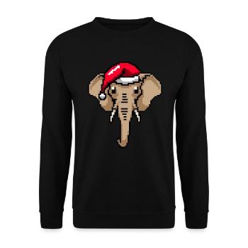 Elefant verpixelt Weihnachten - Lustige Elefanten - Unisex Pullover - Schwarz - Vorne - Alina (178cm) & Michal (187cm)