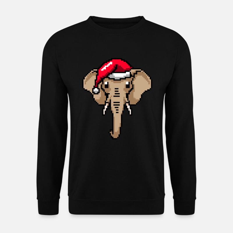 Éléphant pixelisé Noël - Drôles d’éléphants - Sweat-shirt Unisexe - noir