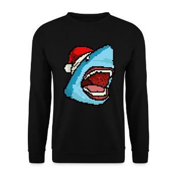 Hai verpixelte Weihnachten - Lustige - Unisex Pullover - Schwarz - Vorne - Alina (178cm) & Michal (187cm)