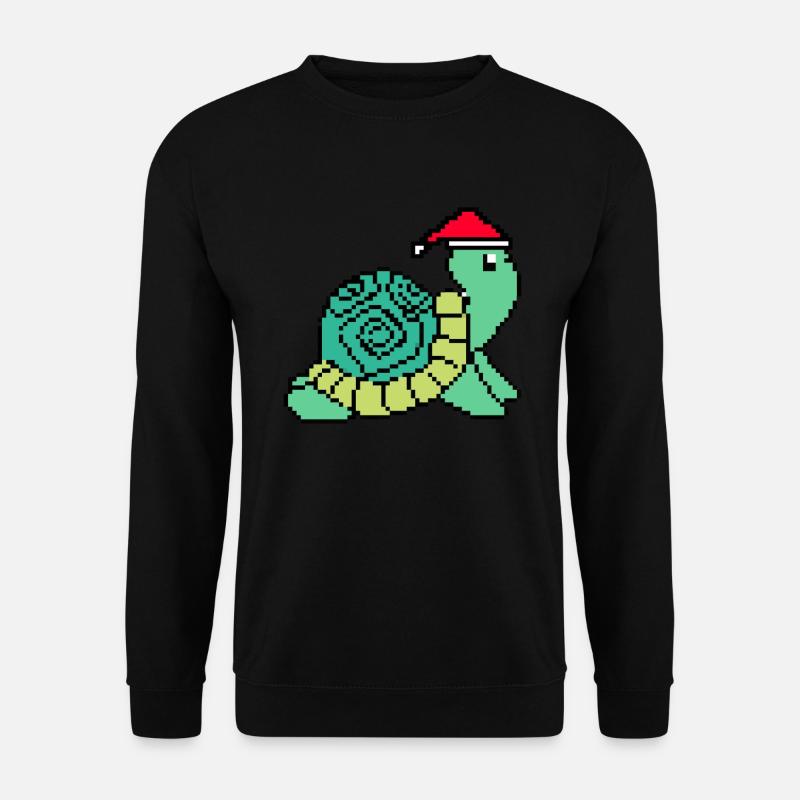 Pixelated Turtle Christmas - Funny - Unisex Sweatshirt - black